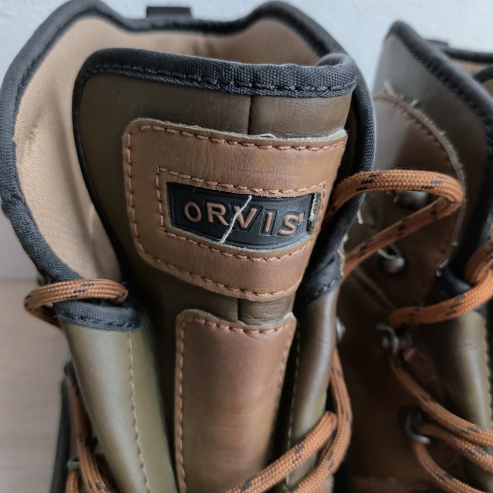 Orvis River Guard Wading Boots Mens 9 Brown Studded Vibram Sole Fly Fishing - Picture 5 of 8
